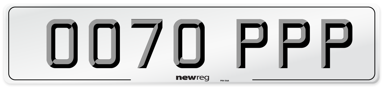 OO70 PPP Number Plate from New Reg